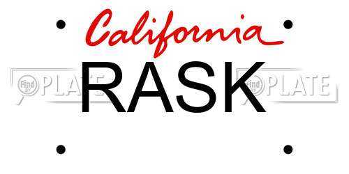 RASK California License Plate