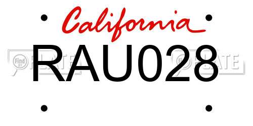 RAU028 California License Plate