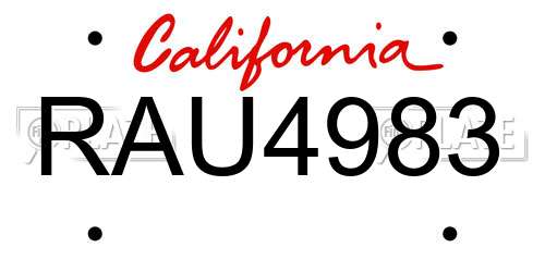 RAU4983 California License Plate