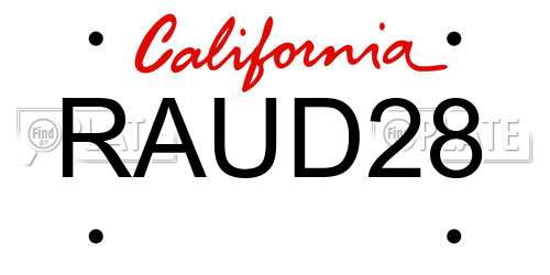 RAUD28 California License Plate