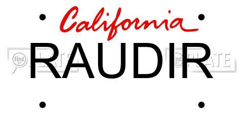 RAUDIR California License Plate