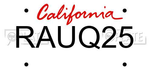 RAUQ25 California License Plate