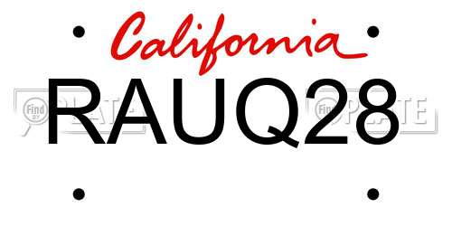 RAUQ28 California License Plate