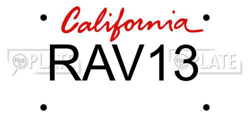 RAV13 California License Plate