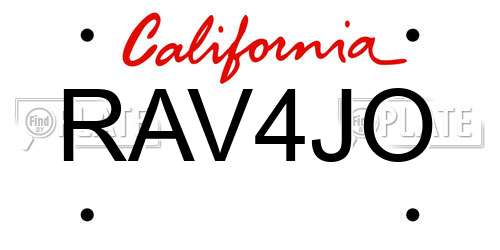 RAV4JO California License Plate