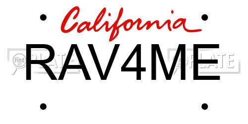 RAV4ME California License Plate