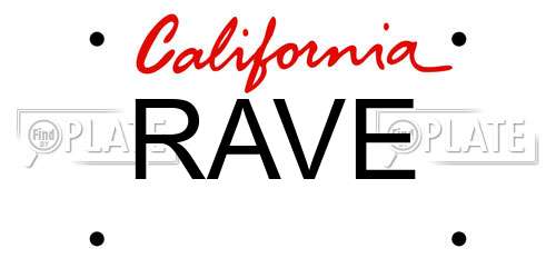 RAVE California License Plate