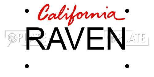 RAVEN California License Plate