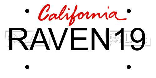 RAVEN19 California License Plate