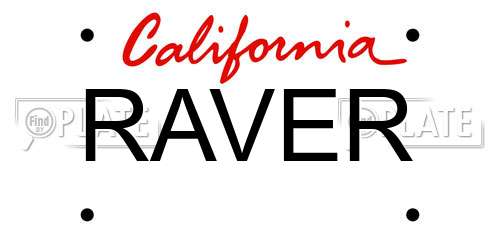 RAVER California License Plate