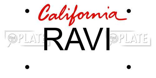 RAVI California License Plate