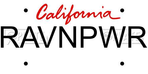 RAVNPWR California License Plate
