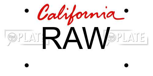 RAW California License Plate