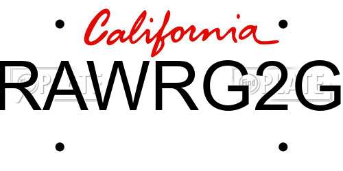 RAWRG2G California License Plate
