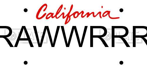 RAWWRRR California License Plate