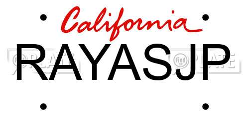RAYASJP California License Plate