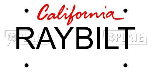 RAYBILT California License Plate
