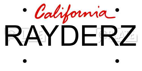 RAYDERZ California License Plate