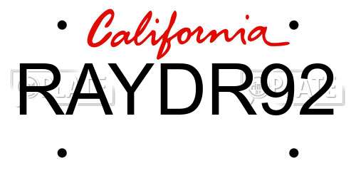 RAYDR92 California License Plate