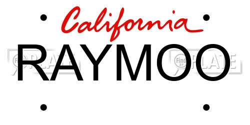 RAYMOO California License Plate