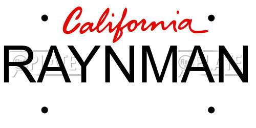 RAYNMAN California License Plate