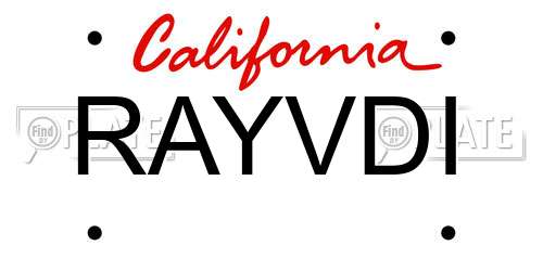 RAYVDI California License Plate