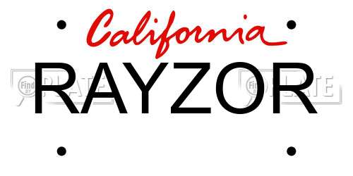 RAYZOR California License Plate