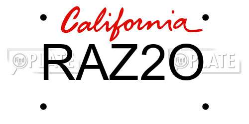 RAZ2O California License Plate