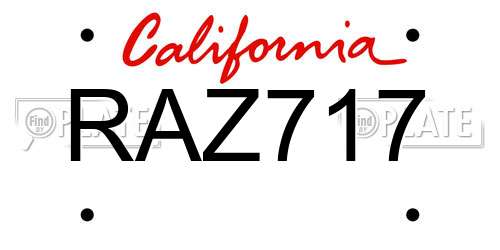 RAZ717 California License Plate