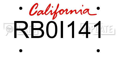 RB0I141 California License Plate