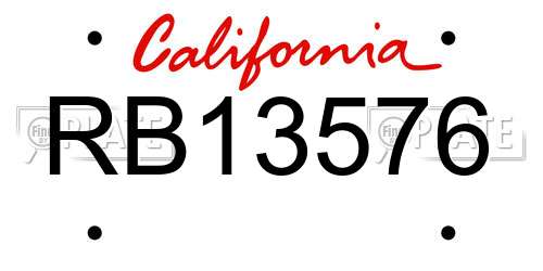 RB13576 California License Plate