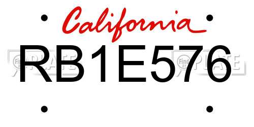 RB1E576 California License Plate