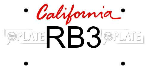 RB3 California License Plate