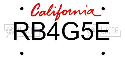 RB4G5E California License Plate