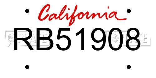 RB51908 California License Plate