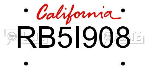 RB5I908 California License Plate