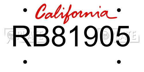 RB81905 California License Plate