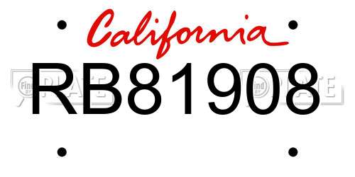 RB81908 California License Plate