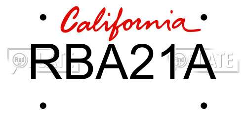 RBA21A California License Plate