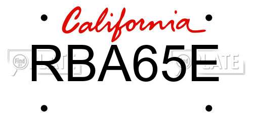 RBA65E California License Plate