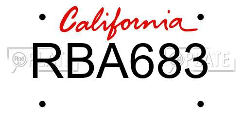 RBA683 California License Plate