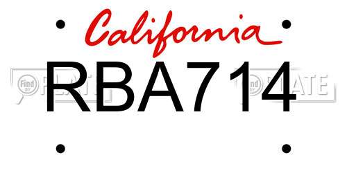 RBA714 California License Plate