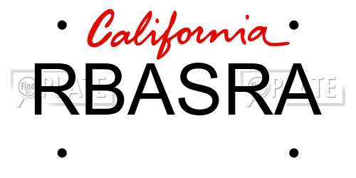 RBASRA California License Plate