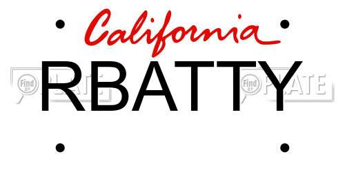 RBATTY California License Plate