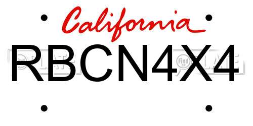 RBCN4X4 California License Plate