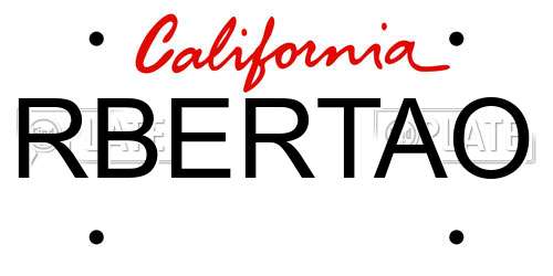 RBERTAO California License Plate