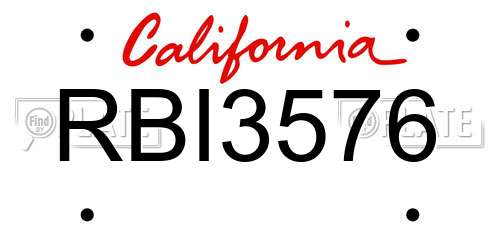 RBI3576 California License Plate