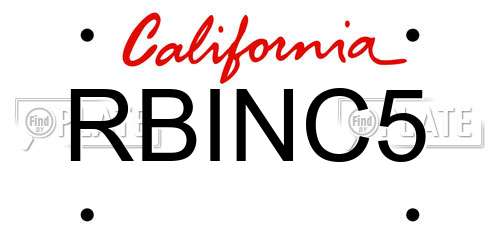 RBINC5 California License Plate