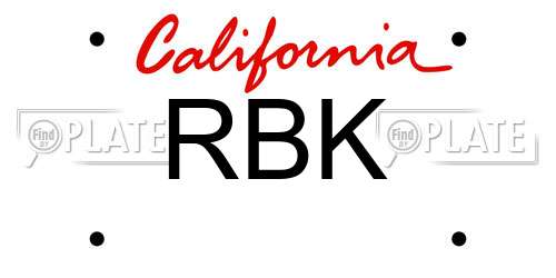 RBK California License Plate