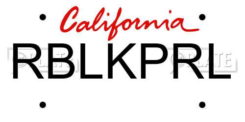 RBLKPRL California License Plate